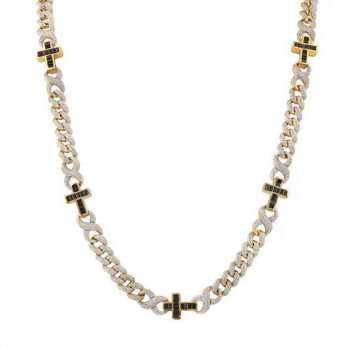 AV Necklaces MENS NECKLACE 900CT ROUND DIAMOND 10K YELLOW GOLD