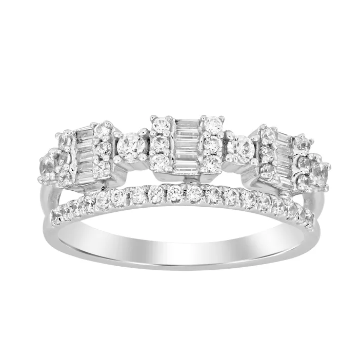 AV Rings LADIES BAND 050CT ROUNDBAGUETTE DIAMOND 14K WHITE GOLD