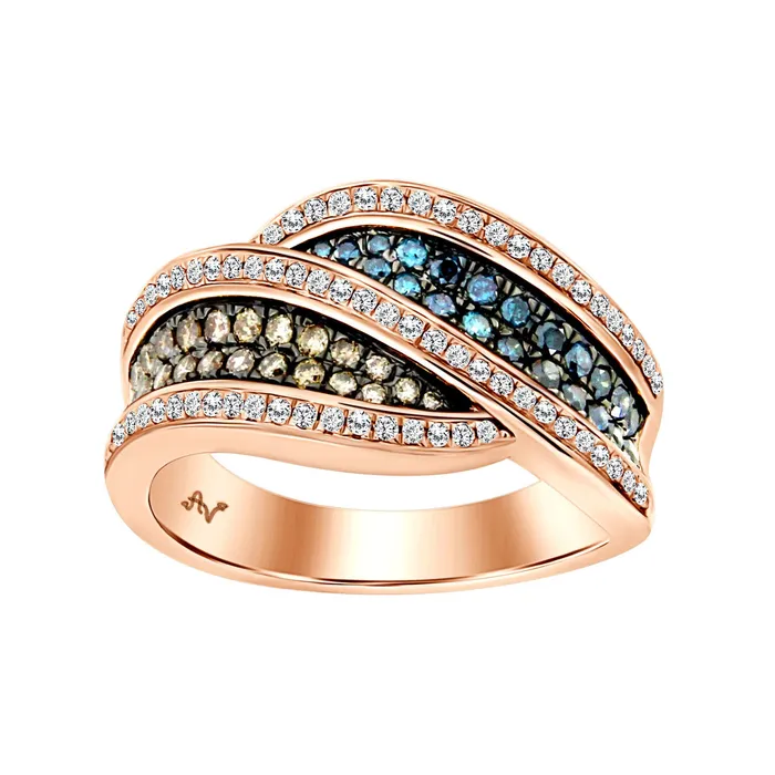 AV Rings LADIES BAND 075CT ROUND DARK BROWNBLUE DIAMOND 14K ROSE GOLD SI QUALITY AV Rings LADIES BAND 075CT ROUND DARK BROWNBLUE DIAMOND 14K ROSE GOLD SI QUALITY