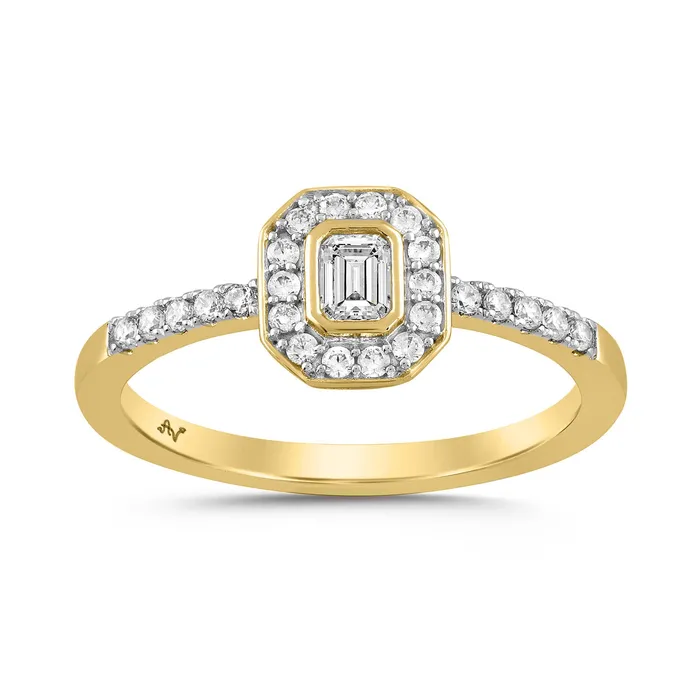 AV Rings LADIES RING 033CT ROUNDEMERALD DIAMOND 14K YELLOW GOLD