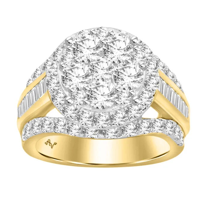 AV Rings LADIES RING 300CT ROUNDBAGUETTE DIAMOND 10K YELLOW GOLD