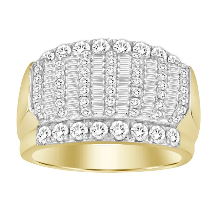 AV Rings MENS BAND 200CT ROUNDBAGUETTE DIAMOND 10K YELLOW GOLD