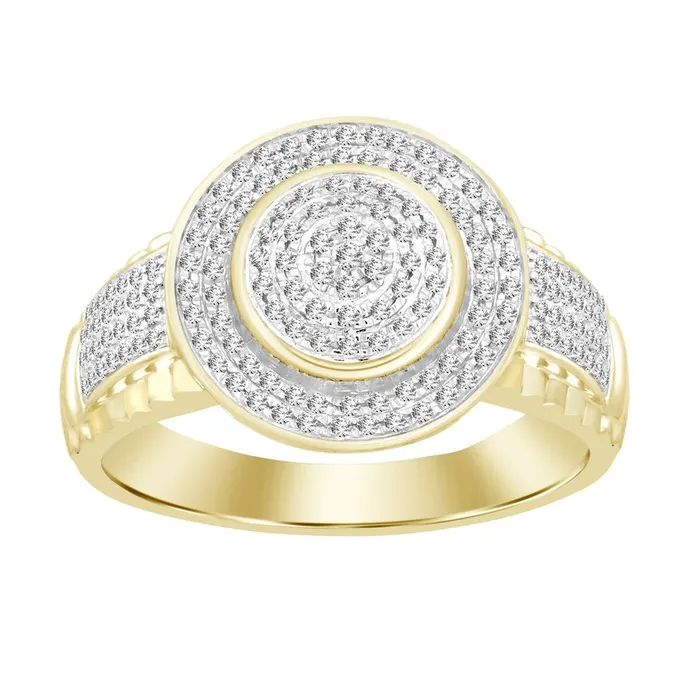 AV Rings MENS RING 025CT ROUND DIAMOND 10K YELLOW GOLD