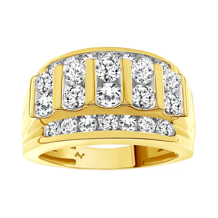 AV Rings MENS RING 300CT ROUND DIAMOND 10K YELLOW GOLD