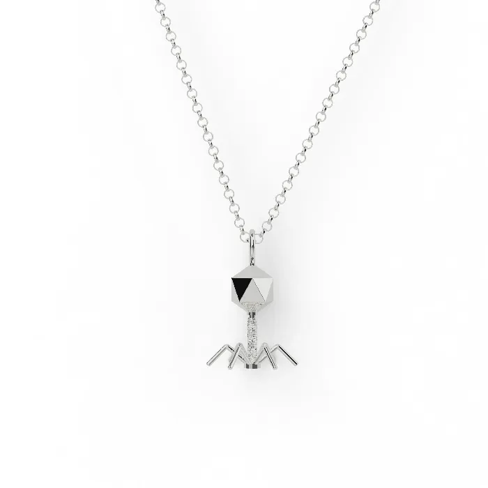 bacteriophage necklace silver sciencejewelry1824 Necklaces