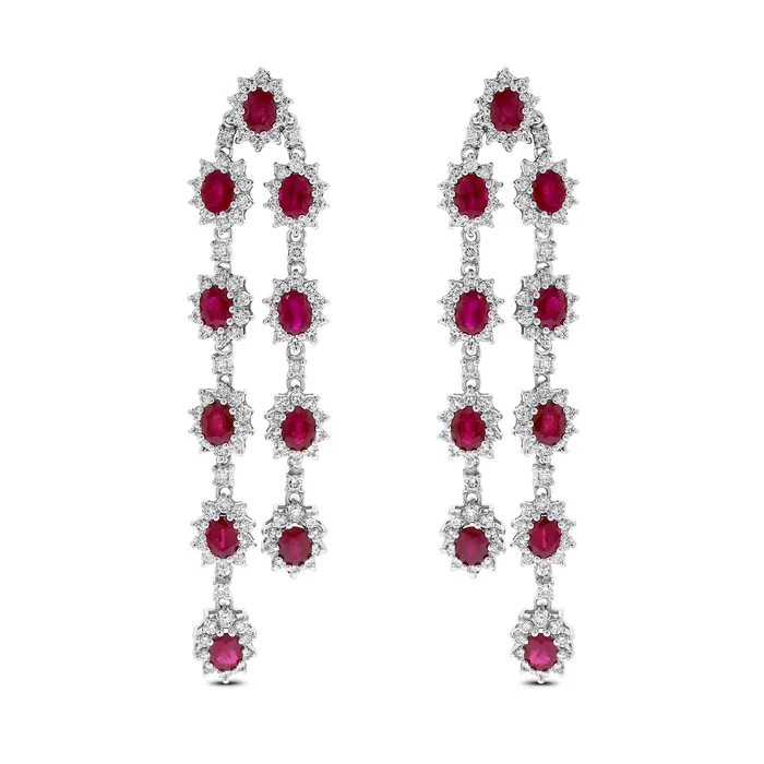 Beauvince Beauvince Rosemary Ruby Earrings 1423 ct Rubies Diamonds in White Gold Earrings