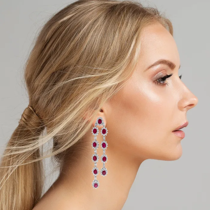 Beauvince Beauvince Rosemary Ruby Earrings 1423 ct Rubies Diamonds in White Gold Earrings