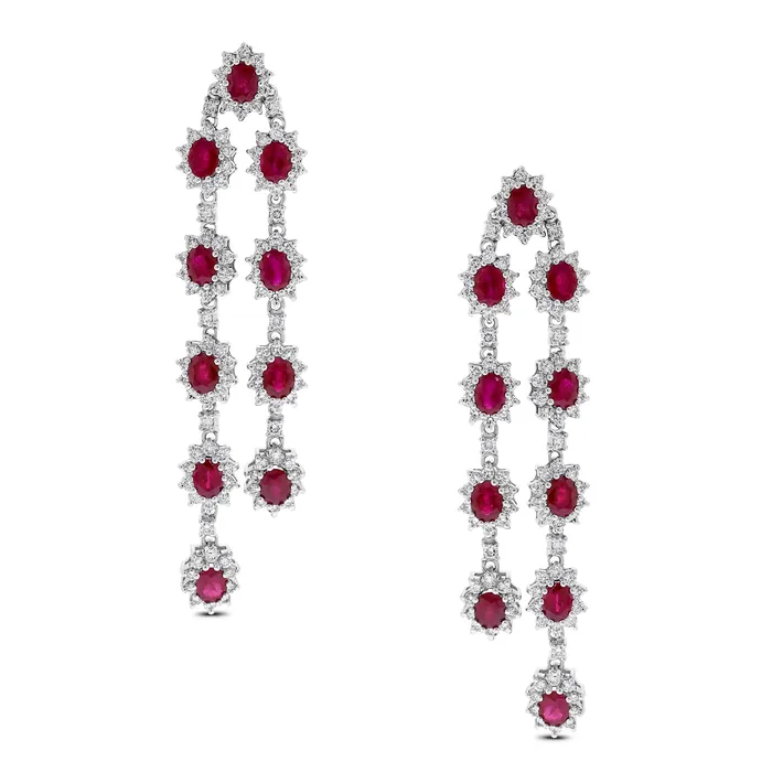 Beauvince Beauvince Rosemary Ruby Earrings 1423 ct Rubies Diamonds in White Gold Earrings