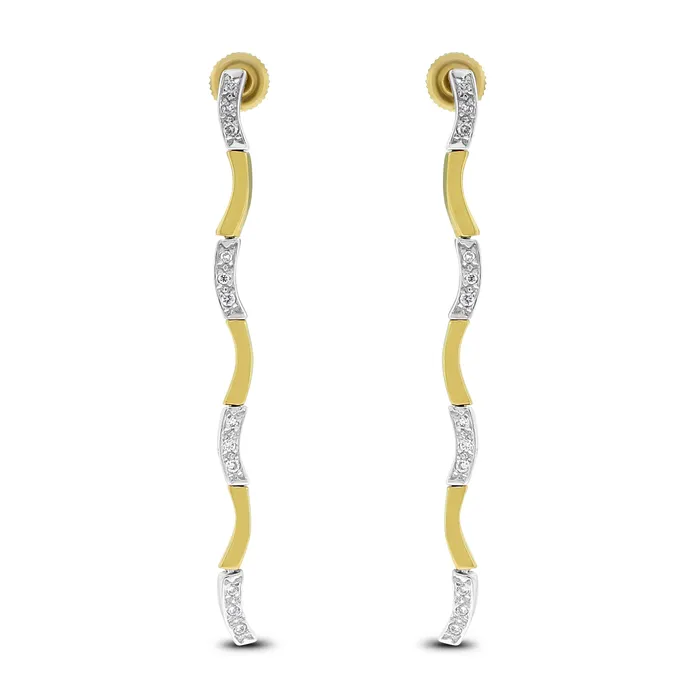 Beauvince Earrings Sway Diamond Earrings 025 ct Diamond in Yellow and White Gold