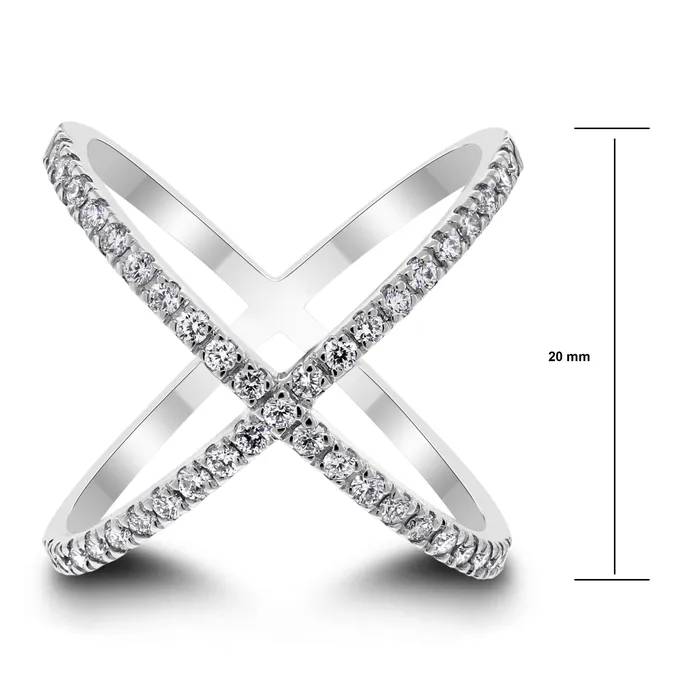 Beauvince Rings Xena Diamond Cross Ring 057 ct Diamonds in White Gold