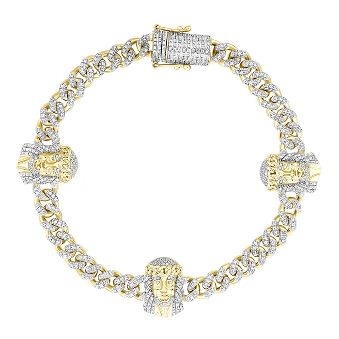 Bracelets AV MENS BRACELET 150CT ROUND DIAMOND 10K YELLOW GOLD