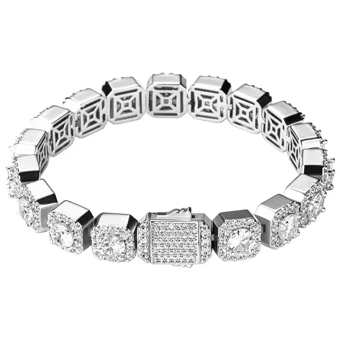 Bracelets Clustered Tennis Bracelet in White Gold The Icetruck