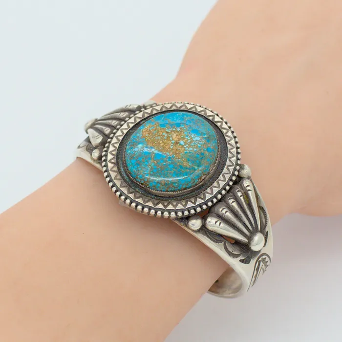 Bracelets Crown Jewels Coin Calvin Martinez Handmade Navajo Sterling Silver Turquoise Bracelet