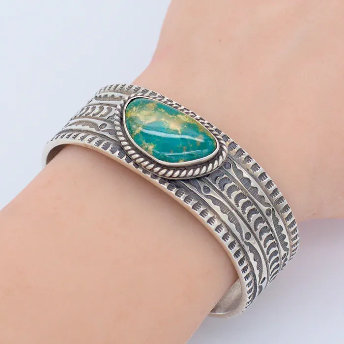 Bracelets Crown Jewels Coin Oscar Alexius Handmade Navajo Sterling Silver Turqoise Bracelet