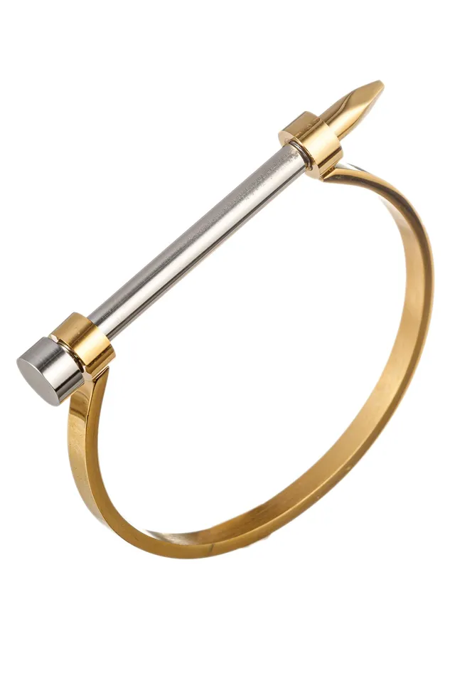Bracelets Eye Candy LA Antoine 2Tone Spike Cuff Screw Bracelet
