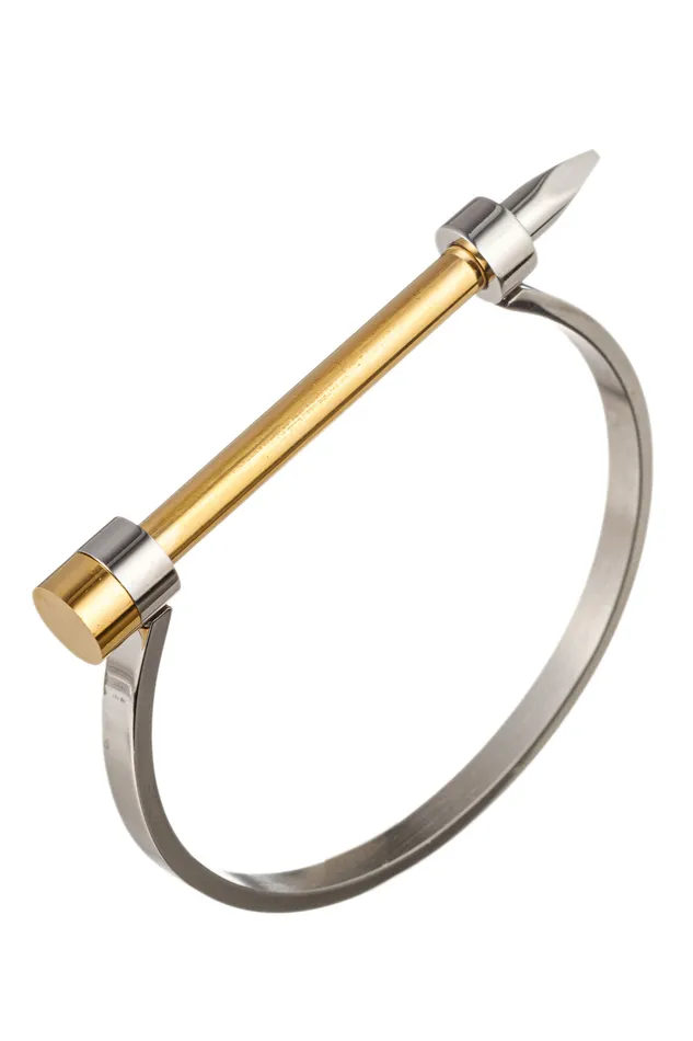 Bracelets Eye Candy LA Antoine 2Tone Spike Cuff Screw Bracelet