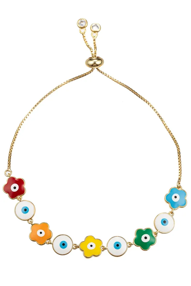 Bracelets Eye Candy LA Eye Flower Enamel Bracelet