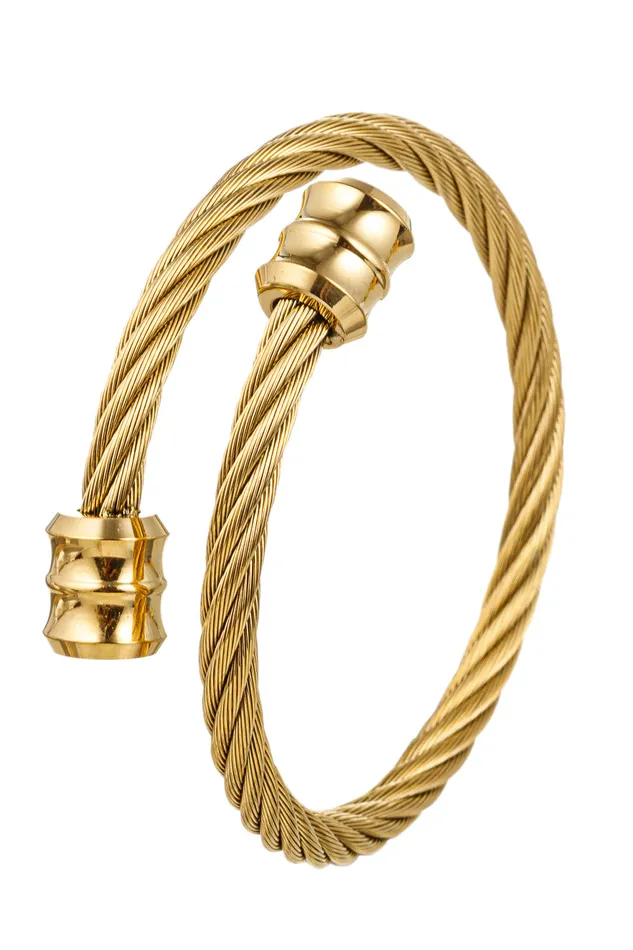 Bracelets Eye Candy LA Jilber Titanium Cable Wrap Bracelet
