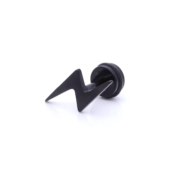 Bracelets Glitters Stainless Steel Lightning Bolt Fake Plug Black