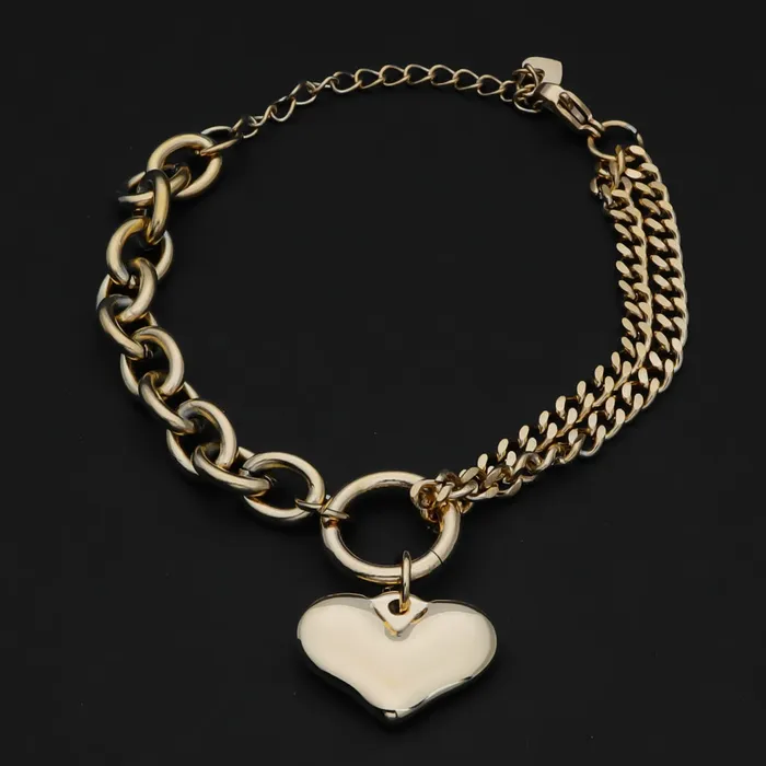 Bracelets Glitters Stainless Steel Womens Bracelet with Dangle Heart Charm Gold Bracelets Glitters Stainless Steel Womens Bracelet with Dangle Heart Charm Gold