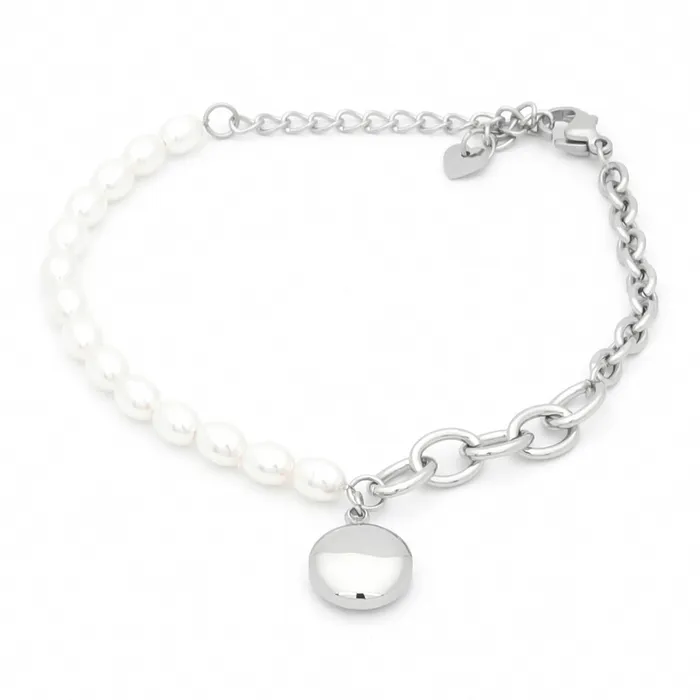 Bracelets Glitters Stainless Steel Womens Bracelet with Dangle Smiley Face Charm Silver Bracelets Glitters Stainless Steel Womens Bracelet with Dangle Smiley Face Charm Silver
