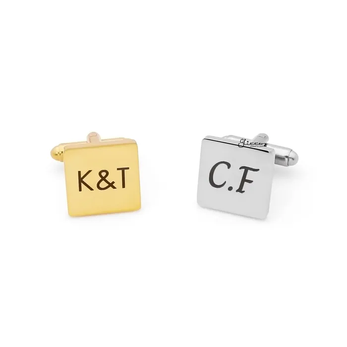 Bracelets Personalised Stainless Steel Square Cufflinks Glitters