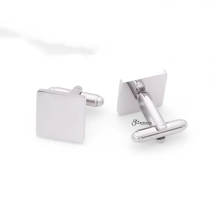 Bracelets Personalised Stainless Steel Square Cufflinks Glitters