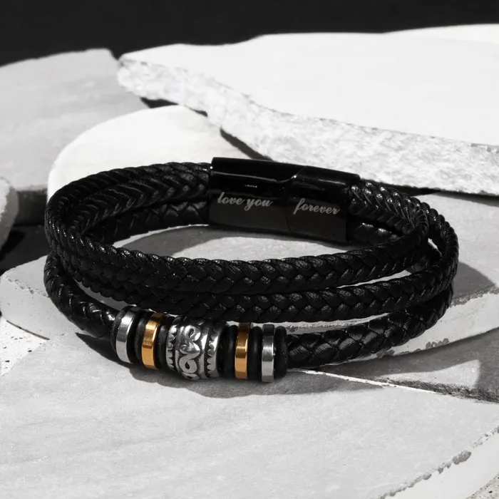 Bracelets ShineOn Fulfillment Gift For My Man My Best Friend My Soulmate My Everything Mens Braided Leather Bracelet Great As A Christmas Gift or A Birthday Present For Him