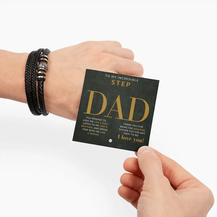 Bracelets ShineOn Fulfillment Step Dad Gift Mens Leather Bracelet For Dad Great For Christmas Fathers Day or His Birthday