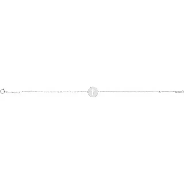 Bracelets Storyteller by Vintage Magnality Pierced Cross Disc 78 Adjustable Bracelet Solid 14K Yellow White Rose Gold