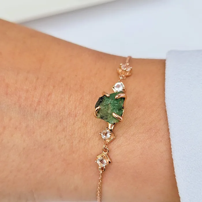 Bracelets Uniquelan Jewelry Raw Zambia Emerald Chain Bracelet