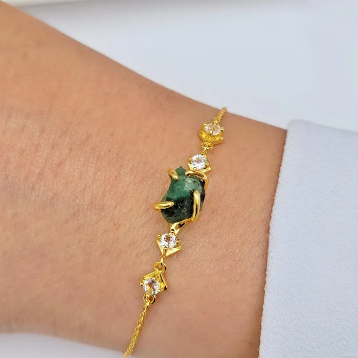 Bracelets Uniquelan Jewelry Raw Zambia Emerald Chain Bracelet Bracelets Uniquelan Jewelry Raw Zambia Emerald Chain Bracelet