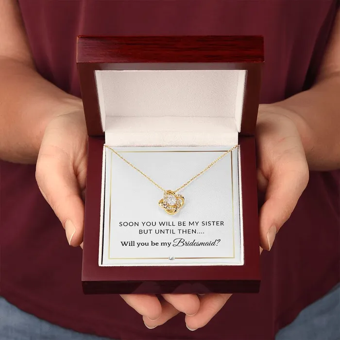 Bridesmaid Proposal Future Sister in Law Gift From Bride Wedding Party Necklace Elegant White and Gold Wedding Theme ShineOn Fulfillment Necklaces