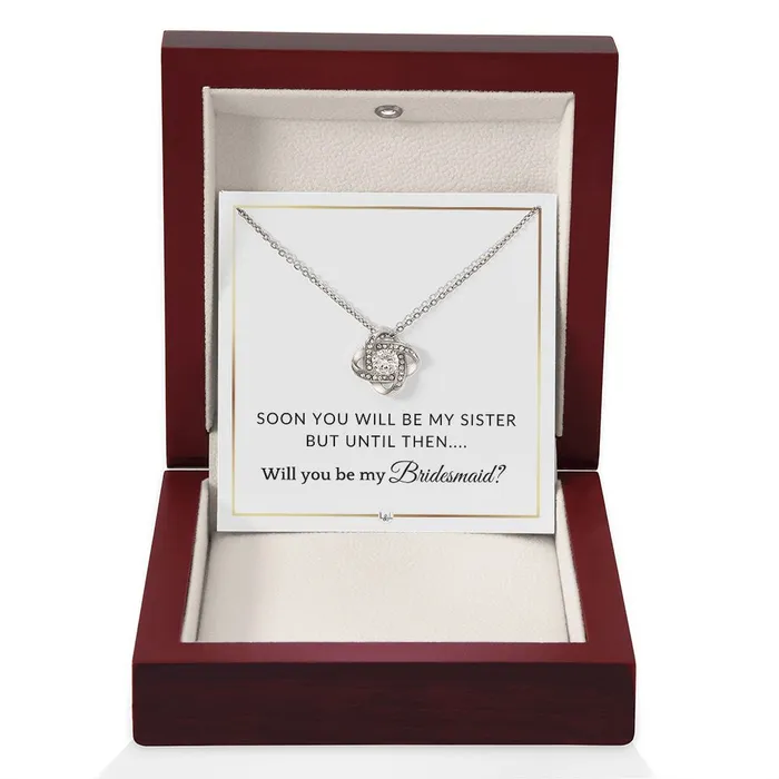 Bridesmaid Proposal Future Sister in Law Gift From Bride Wedding Party Necklace Elegant White and Gold Wedding Theme ShineOn Fulfillment Necklaces