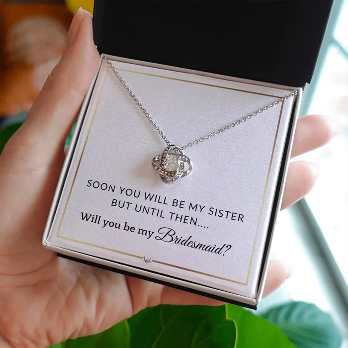 Bridesmaid Proposal Future Sister in Law Gift From Bride Wedding Party Necklace Elegant White and Gold Wedding Theme ShineOn Fulfillment Necklaces
