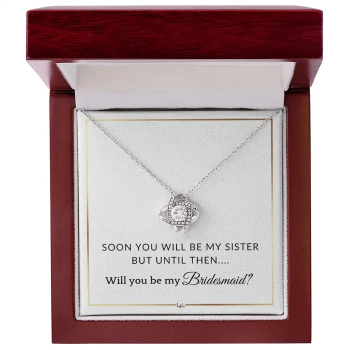 Bridesmaid Proposal Future Sister in Law Gift From Bride Wedding Party Necklace Elegant White and Gold Wedding Theme ShineOn Fulfillment Necklaces