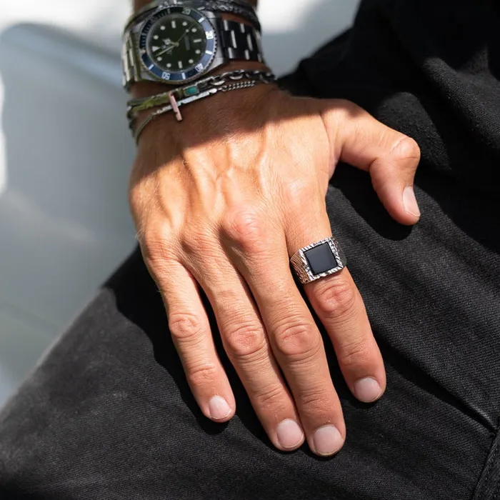 Buck Palmer Rings Onyx Square Ring