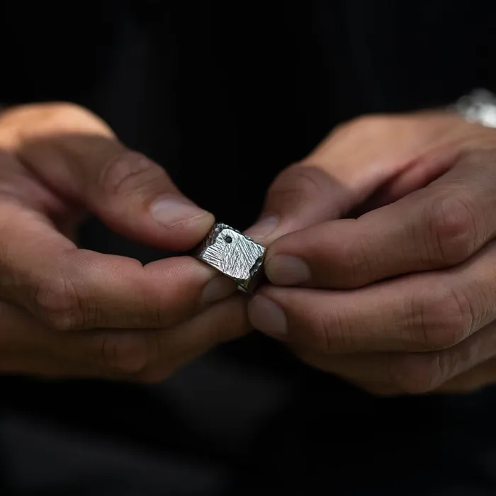 Buck Palmer Rings Square Signet Ring with Diamond