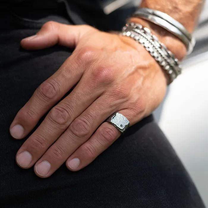 Buck Palmer Rings Square Signet Ring with Diamond