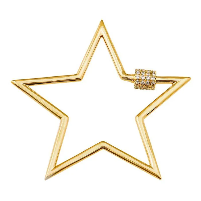 Charm Necklaces 14K Gold Star Carabiner Lock Diamond Charm Enhancer Izakov Diamonds Fine Jewelry Charm Necklaces 14K Gold Star Carabiner Lock Diamond Charm Enhancer Izakov Diamonds Fine Jewelry