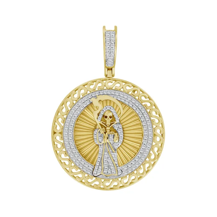 Charm Necklaces AV MENS CHARM PENDANT 033CT ROUND DIAMOND 10K YELLOW GOLD Charm Necklaces AV MENS CHARM PENDANT 033CT ROUND DIAMOND 10K YELLOW GOLD