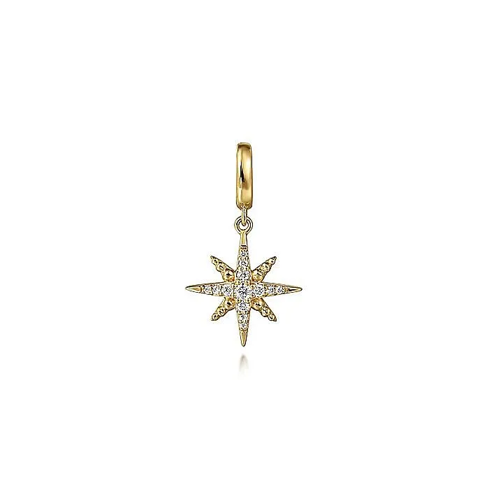 Charm Necklaces GABRIEL CO Gabriel 14K Yellow Gold Starburst Diamond Charm