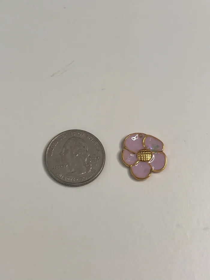 Charm Necklaces pau jewelry Baby pink flower charm Charm Necklaces pau jewelry Baby pink flower charm