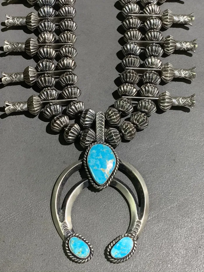 CHRIS HALE Earrings CHRIS HALE NAVAJO TURQUOISE STERLING SILVER SQUASH AND EARRING SET