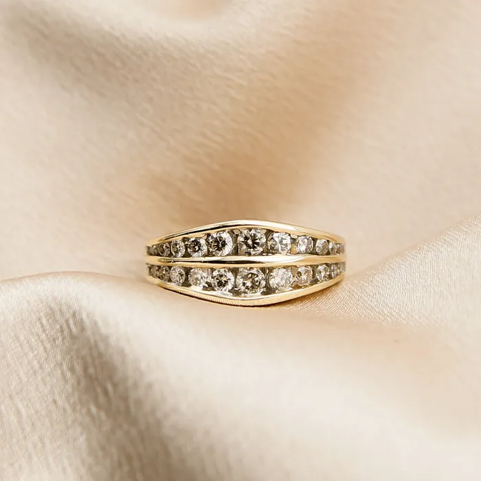 CIVAL Collective Rings 14K Natural Champagne Diamond Ring SZ 725