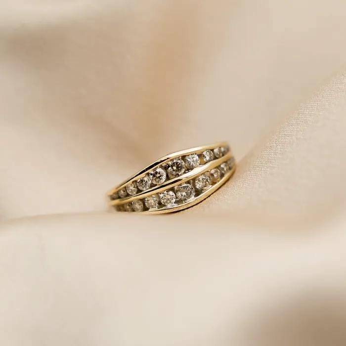CIVAL Collective Rings 14K Natural Champagne Diamond Ring SZ 725