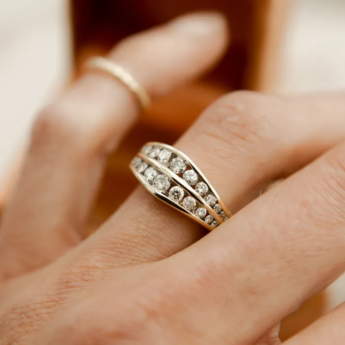 CIVAL Collective Rings 14K Natural Champagne Diamond Ring SZ 725