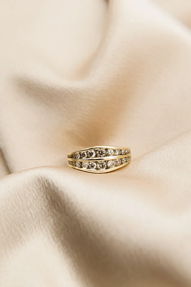 CIVAL Collective Rings 14K Natural Champagne Diamond Ring SZ 725