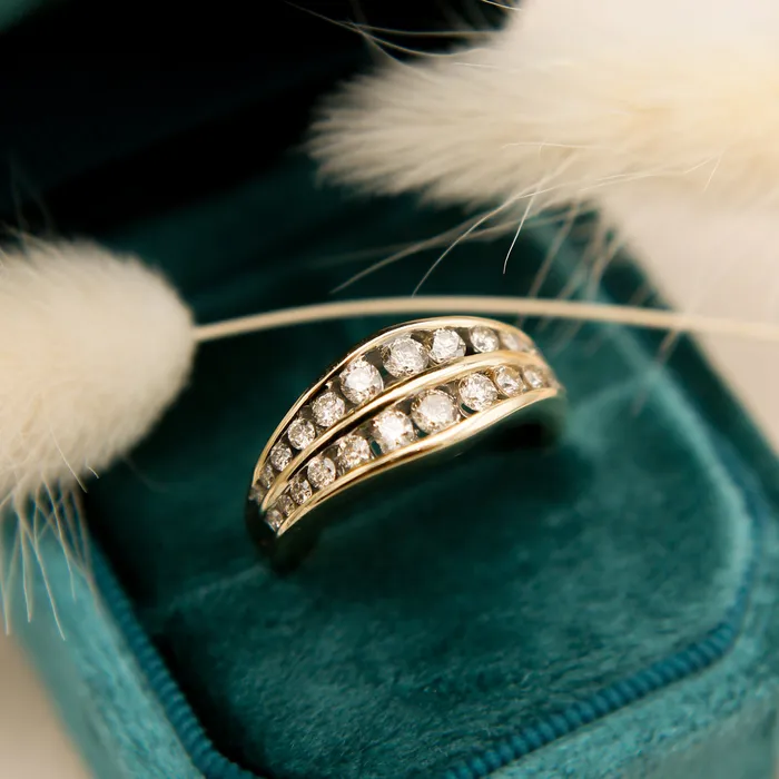 CIVAL Collective Rings 14K Natural Champagne Diamond Ring SZ 725