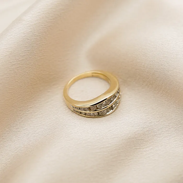 CIVAL Collective Rings 14K Natural Champagne Diamond Ring SZ 725